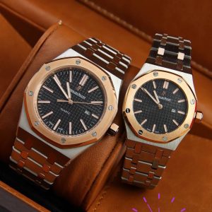 ست ساعت اودمار پیگه AP رزگلد نقره ای صفحه مشکی