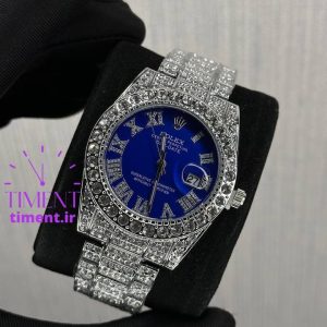 رولکس نگینی نقره ای صفحه آبی